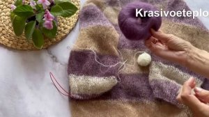 Вяжу пуловер из мохера часть 3💜эластичное закрытие петель