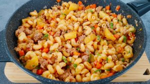 Макароны с фаршем и картофелем. Необычно, но очень вкусно