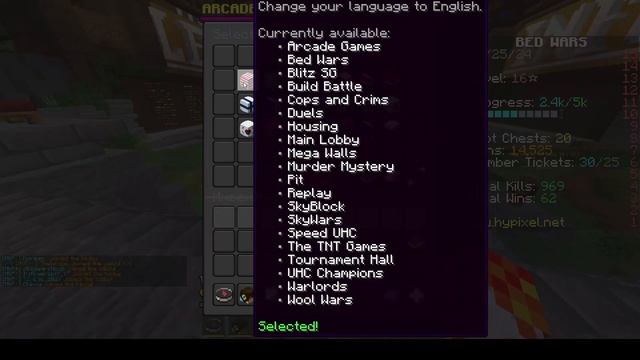 Minecraft Как поставить русский язык на Hypixel! #minecraft