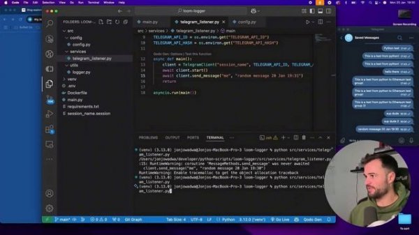Telegram API с пакетом Python Telethon