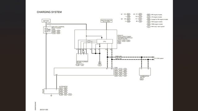 Nissan Qashqai J11 электросхема заряда аккумулятора