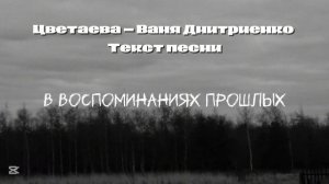 Цветаева - Ваня Дмитриенко | текст песни