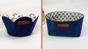 Пригодились старые джинсы 2 идеи! Как просто сшить текстильные корзинки для домашнего хранения