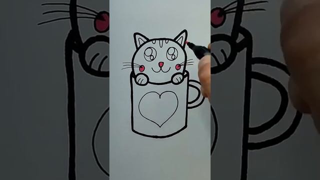 Как нарисовать милого котика 😍#бумажноетворчество #развивашки #развитиеребенка #рисовашки смотреть онлайн