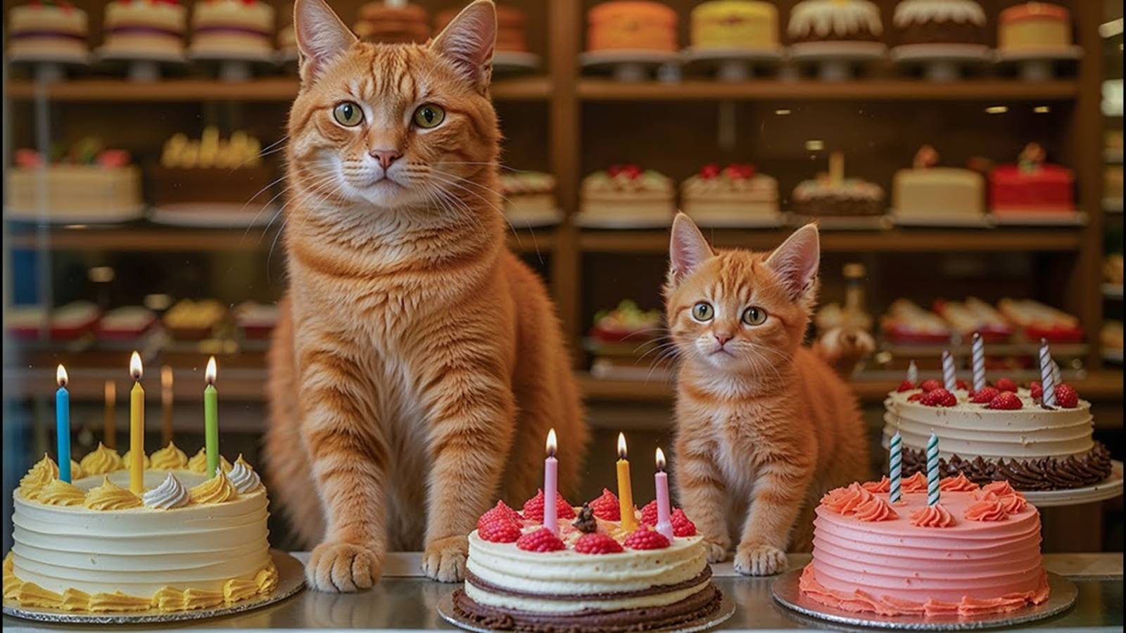 Mama Cat And Kitten Make Birthday Cake For Puppy & Makes Tiger Hat For Kittens At Home 🐾🧶🥚