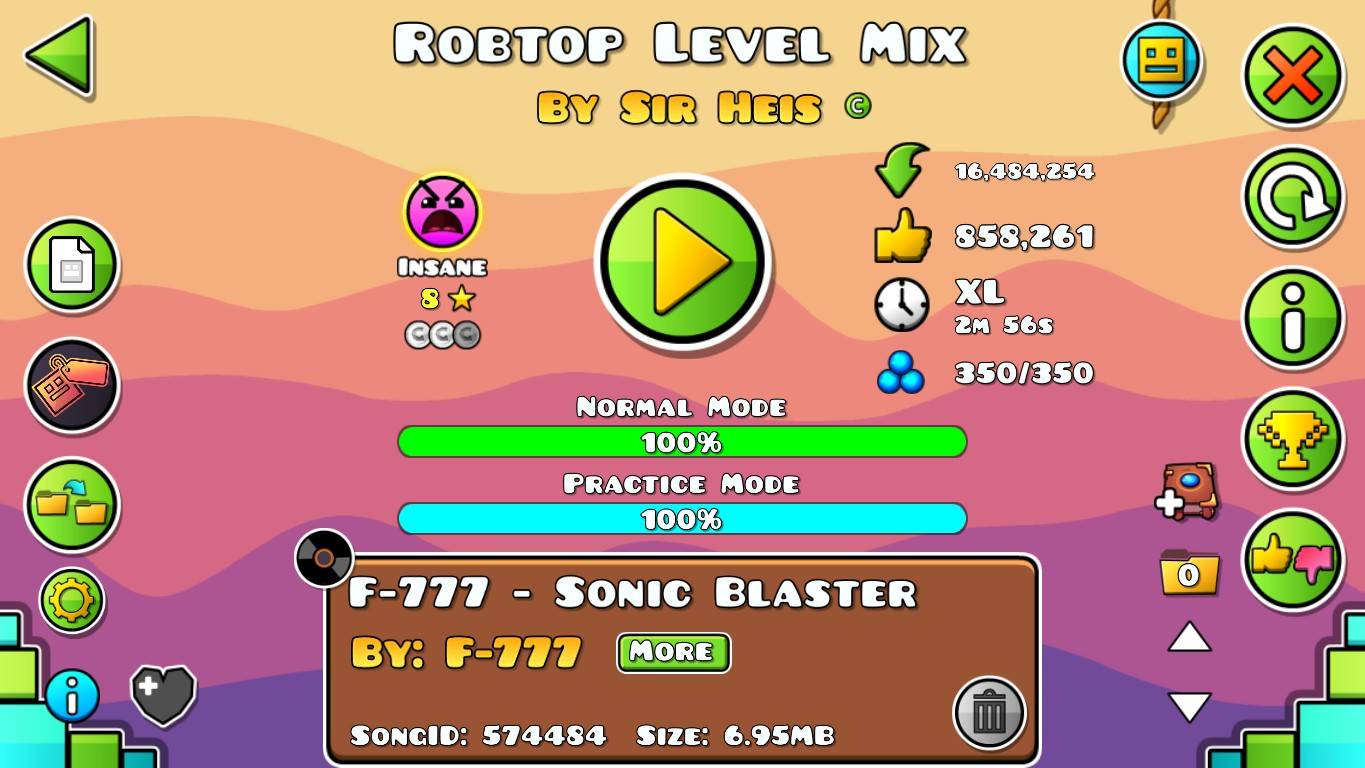 Geometry Dash. RobTop Level Mix By Sir Heis - 100%, 2 Coin.