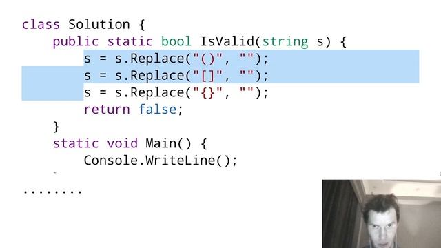 Решаем LeetCode задача 20. Valid Parentheses смотреть онлайн