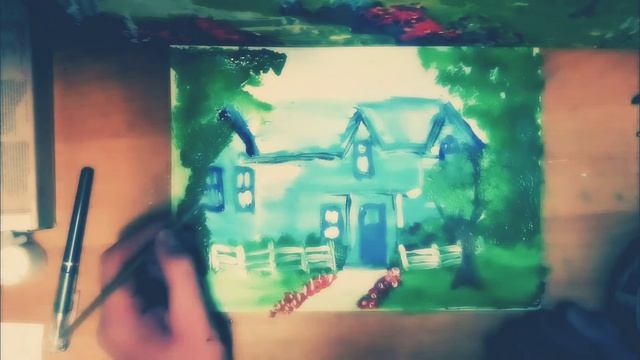 Красивый дом в лесу красками смотреть онлайн