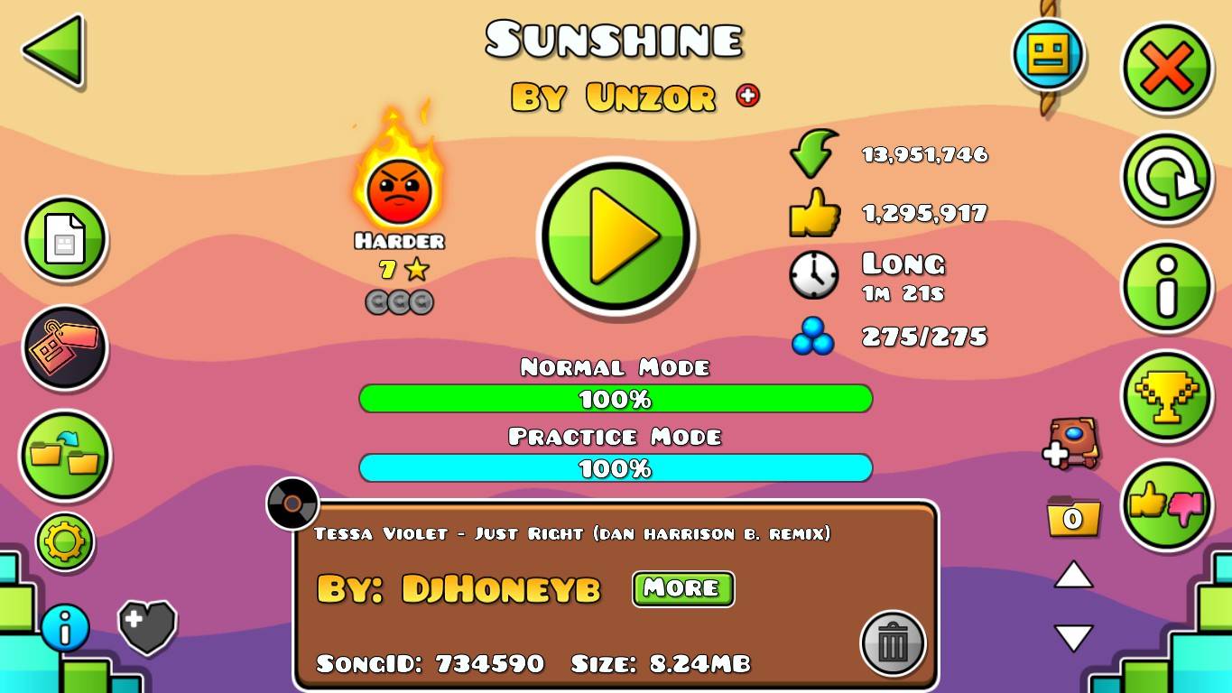 Geometry Dash. SunShine by UnZor - 100% смотреть онлайн