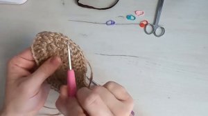 Как связать стельку из джута на мужскую модель тапочек (правая стелька)