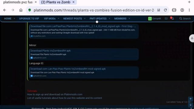 как скачать Pvz Fusion Mod 2.1.6 без телеграма