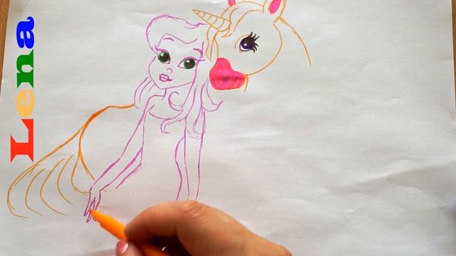 Fee mit Einhorn zeichnen - How to draw a fairy with Unicorn - как нарисовать фею с единорогом