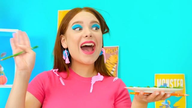 Как сделать Большую Радужную и Черную Пиццу Челлендж ?