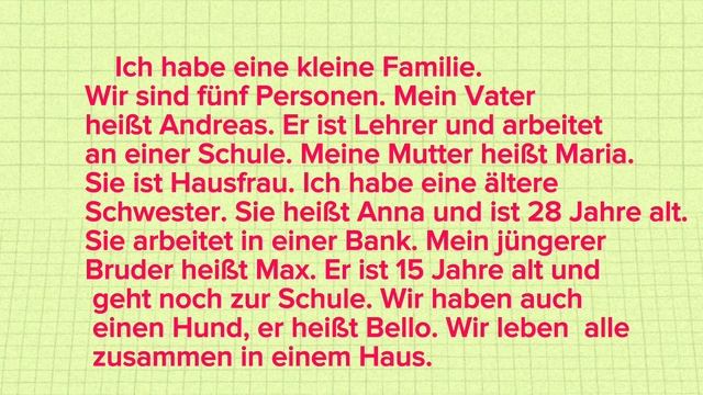 Короткий рассказ о семье на немецком языке на уровне А смотреть онлайн