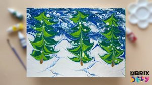 Рисуем елки в технике Эбру вместе с QBRIX Эбру