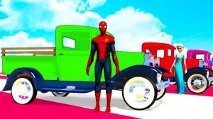 Веселые цветные машинки с Человеком-пауком Мультфильм для детей видео для детей