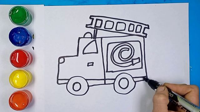 Bolalar uchun olov yuk mashinasi chizish / Рисуем пожарная машина для детей смотреть онлайн