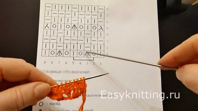 Ажурный узор спицами "Решетка" смотреть онлайн