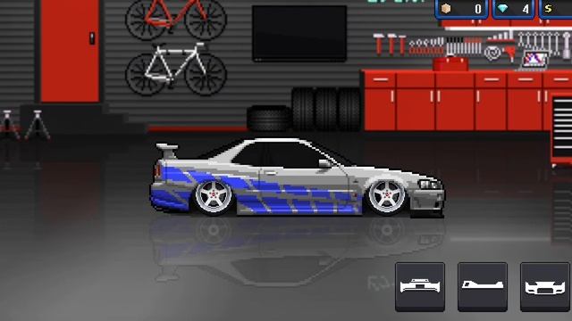 быстрая настройка на р34 в Pixel Car Racer