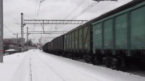 "Двойная тяга!" Тепловозы ЧМЭ3-4024 и ЧМЭ3-4707 с грузовым поездом.