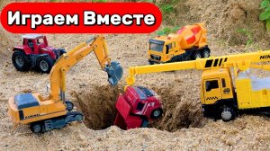 Машинки мультики ! 🏝️ Машинки играют в песке — экскаватор копает, грузовик везёт!