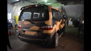 Hyundai Starex покраска в камуфляж Раптором