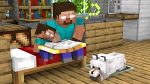 Малыш Херобрин и собака— Мультик с Персонажами Майнкрафт