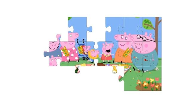 Puzzle Peppa Pig. Picnic! 🍉🥪🧀 Пазл Свинка Пеппа. Пикник!