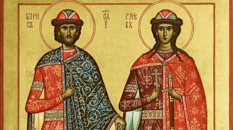 Выполнение иконы Бориса и Глеба. Большая икона 87х130. Роспись, дерево, ручная работа. Икона. Готово смотреть онлайн