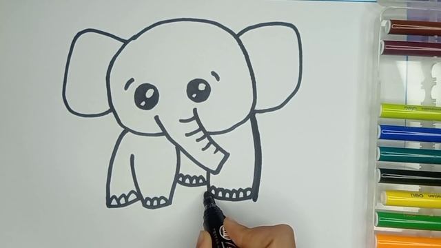 Drawing an elephant for children / Рисование слоника для детей / Drawing and coloring for kids смотреть онлайн