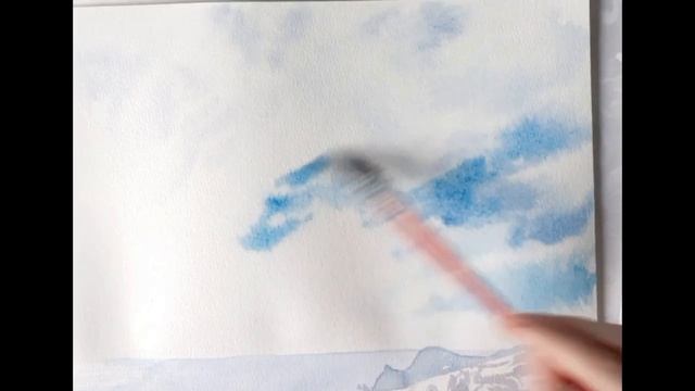 Акварель. Зимний пейзаж на Новый Год #shorts смотреть онлайн