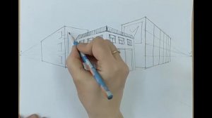 Линейная перспектива с двумя точками схода. Улица, перекресток.