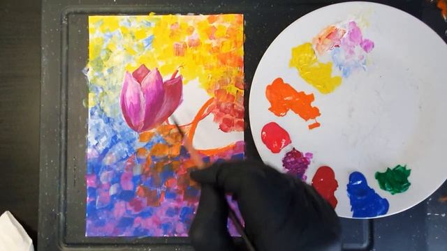 Красочные тюльпаны. 5-7 лет. Гуашь смотреть онлайн