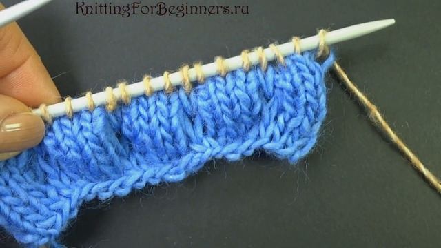 Объёмный узор Пупырышки -- Лучшие узоры вязания спицами смотреть онлайн