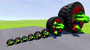 Big and small monowheels with Hulk vs train | BeamNG.Drive