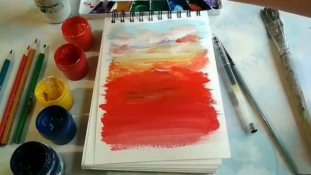 Живописный пейзаж гуашью ✨🌈👍 смотреть онлайн