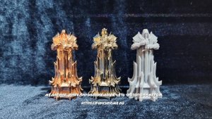 Токопроводный слой, гальваническое меднение и никелирование статуэток после 3D печати фотополимером