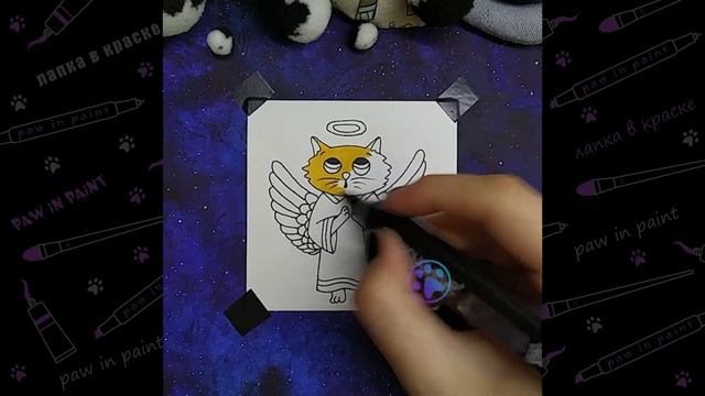 Котик Ангелочек 😸😇 (рисунок маркерами) смотреть онлайн
