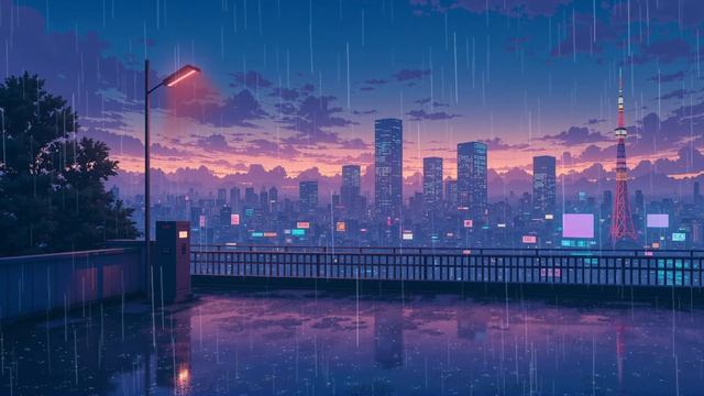 Lofi City 🌧️ Lofi Melodies & Rainy Sound ☔ Chill Radio Beats to Relax Study Sleep смотреть онлайн
