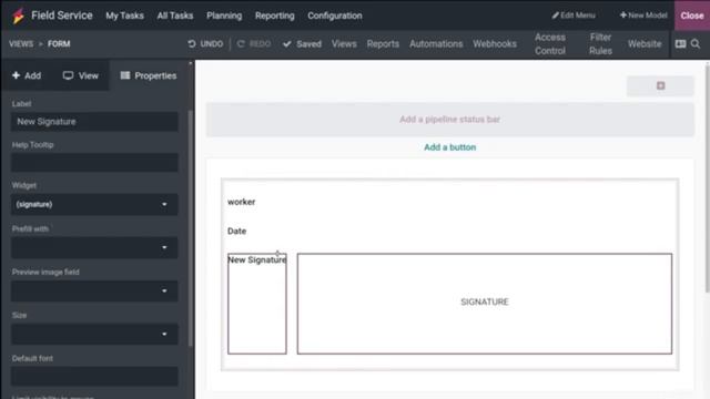 Создание шаблона рабочего листа в Odoo 17 Fields Servise смотреть онлайн