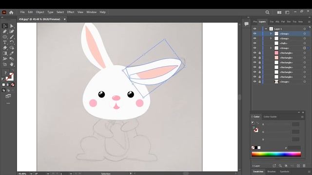 How to draw a rabbit in Adobe Illustrator / Как нарисовать зайчика в Adobe Illustrator смотреть онлайн
