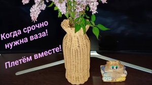 Бесплатный мастер класс бескаркасного плетения из ротанга Ваза из бутылки с Юлией Лукояновой
