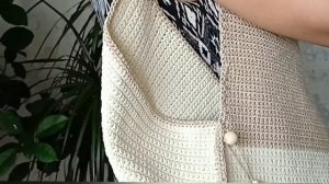 Обзор. Вязанная сумка крючком из прямоугольника. Шоппер, пляжная сумка