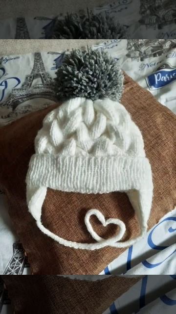 Детская зимняя шапка с ушками спицами #вязание #вязаниеспицами #детскаяшапка #зимняяшапка смотреть онлайн
