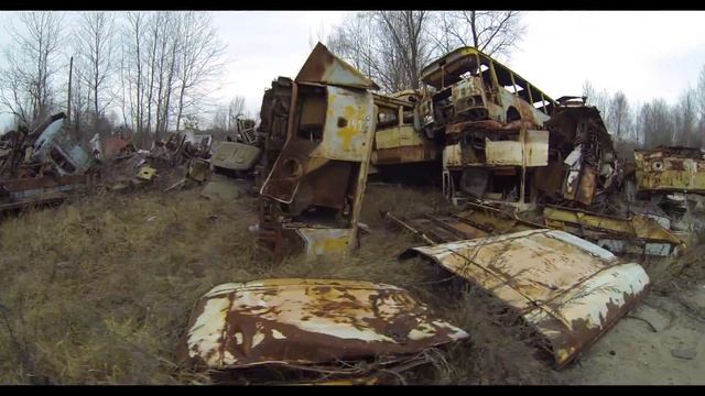Chernobyl Exclusion Zone. Rossokha (Россоха). Once The Largest Vehicle Graveyard.