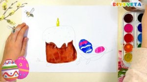 Пасхальные рисунки. Рисуют дети #видеоуроки #изо #легко #пасха #рисование #дети #куличи