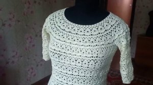 Кофта летняя вязаная крючком "Японская лилия"