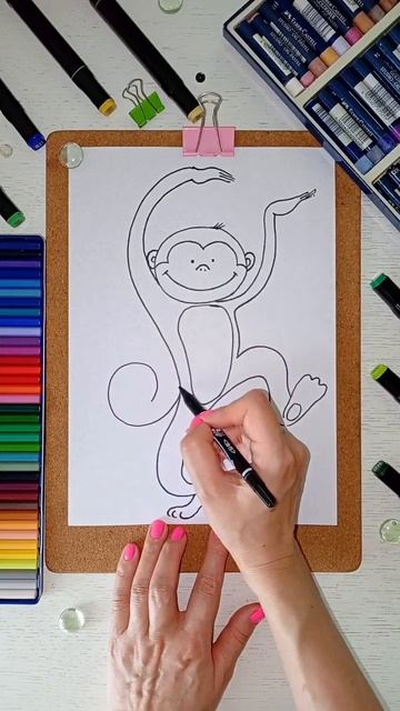 Как нарисовать ОБЕЗЬЯНУ🐵 БЫСТРЫЙ рисунок #скетчинг #drawing #рисунокмаркером #sketch смотреть онлайн