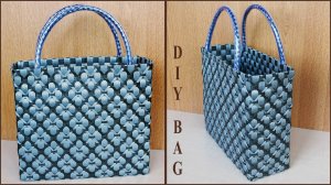 Плетение сумки из стреппинг ленты. Плетеная сумка.