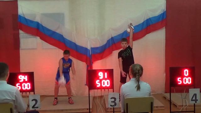 Гиревой спорт. Рывок 8кг: 203, 100раз. Первенство ДЮСШ Снеж